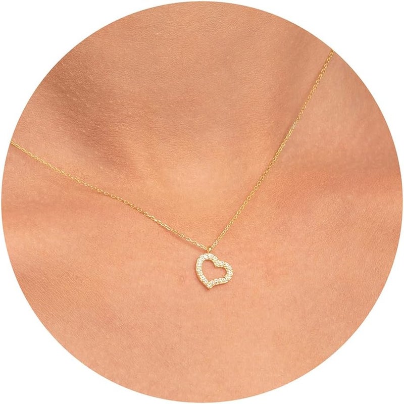 Ieftop Valentines Birthday Gifts for Women Teen Girls - Dainty 14K Gold/Silver Plated Cute Heart Handmade Disc Circle Bee Choker Adjustable Necklace for Women Teenage Girl Trendy Jewelry - Image 1